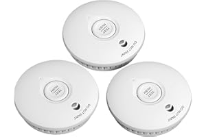 RUAN Rivelatore di fumo 10 anni di batteria | Rivelatore di incendio per la casa Rivelatore di incendio con funzione mute e autotest Sensore fotoelettrico, certificato Q DIN EN14604, 3 pezzo