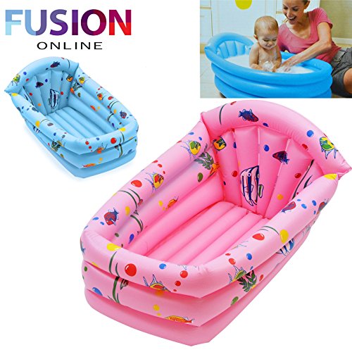 INFLATABLE BABY CHILDRENS KIDS BATH TUB TRAVEL INFANT WASHING WASH TUB PINK BLUE FUSION(TM)