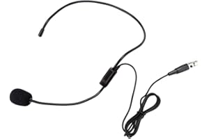 EXLIY Mini XLR 3 pines TA3F Micrófono inalámbrico profesional para la cabeza, Micrófono de diadema con reducción de ruido, Micrófono de condensador de electrodo direccional en forma de corazón