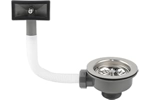 BDHYYM Desagüe para fregadero, sifón de 114 mm, fregadero de cocina con rebosadero, cesta colador para fregadero, adecuado para la filtración del fregadero de cocina