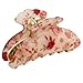 Red Apricot Color Florals Prints Plastic Hair Claw Clamp for Ladies