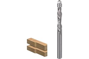 AKYLIN Fraise à affleurer spirale 6 mm, coupe de compression Up&Down pour défonceuse, diamètre de coupe 6 mm, longueur de coupe 28,6 mm, rainure en spirale, double roulement à billes