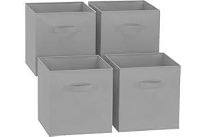 GREATOYAR Juego de 4 Cajas de Almacenamiento, Cajas de Almacenamiento de Tela, Cubos de Almacenamiento Plegables, Cajas de Juguetes Plegables, Cajas de Organización, 31x31x31cm, Gris Claro, 4 Unidades