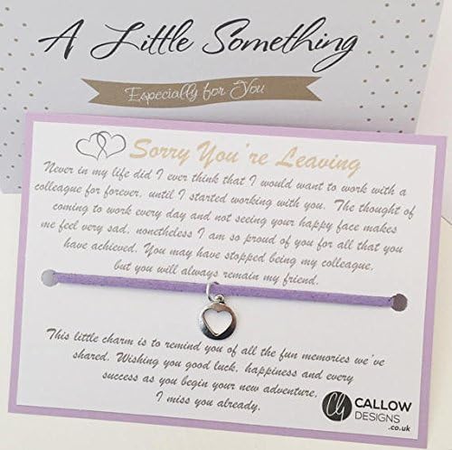 Sorry You’re Leaving Colleague Work Friend Charm Wish Bracelet Handmade Homemade Small Gift by Callow Designs
