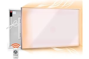 Coldfighting Infrarotheizung mit Thermostat 360 Watt, Infrarot Elektroheizung mit Doppelter Überhitzungsschutz, Weiß Wandmontage Elektro HeizköRper Heizpaneel, TÜV + 10 Jahre Garantie