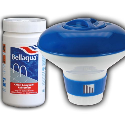 Pool Schwimmbad Dosierer + Chlor Langzeit Tabletten 200g 1Kg Bellaqua 913