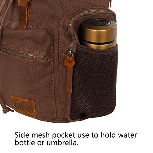 Lifewit Canvas Rucksack 17 Zoll Vintage Laptop Daypack Casual Reiserucksack Schulrucksack Reisetasche 25L