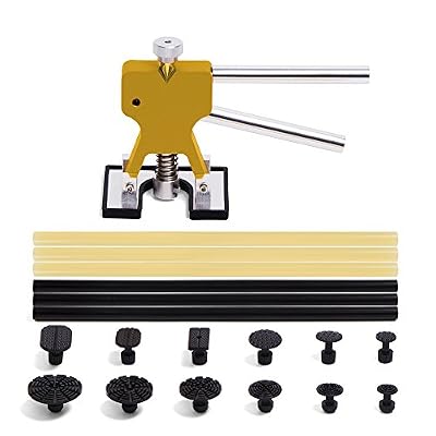 Mookis Outils Kit de Réparation Kit Carrosserie et Débosselage Sans Peinture Paintless Dent, Elévateur de Dent et Colles de bâton Noir et Jaune