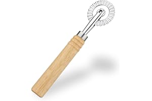 PEUTIER Roulette Coupe Pate Patisserie, Roulette Raviolis avec Manche en Bois Coupe-Ravioli Pizza Boulette Dentelle Fabrication Rouleau Coupe-Pâte Outil Coupe-Pâtisserie pour la Maison et la Cuisine