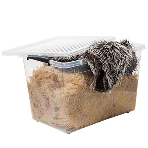 esto24® Aufbewahrungsbox mit Deckel und Rollen Größe: 60 Liter Ideal für Büro, Kinderzimmer, Küche & Werkstatt - 4