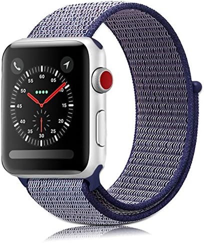 For Apple Watch Strap 38MM Sport Loop, Lightweight Breathable Nylon Replacement Band for iwatch Nike+, Series 3/2/1, Sport, Edition, Pink Sand (38MM, Midnight Blue Sport Loop)