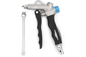 FABATER Air Duster Gun with Adjustable Air Flow and Higher Flow Nozzle, Industrial Air Duster, G1/4‘’ Adjustable Pneumatic Dust Blow Gun, Handheld Compressor Cleaning Tool, Long and Short Nozzles
