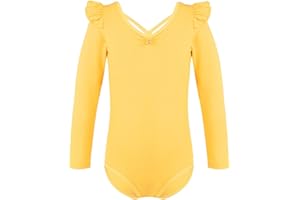 Freebily Body da Ginnastica Artistica Bambina Leotards Cotone Body da Balletto Manica a Volant Vestito Danza Classica Body da Pattinaggio Danza Moderna Costumi di Danza