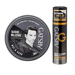 Gatsby Hair Styling Wax - Mat & Hard 75gm With Gatsby Set & Keep Hair Spray - Extreme Hold 66ml | Style & Spray For Super Strong Hold