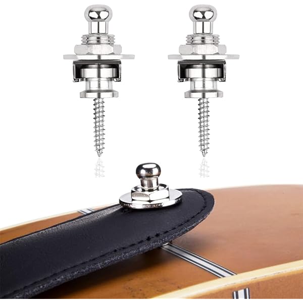 6 Botones De Bloqueo Para Correa De Guitarra - Metal + 6 Candados De Silicona | Para Guitarra, Bajo, Ukelele