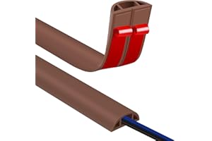 JAHOMFAI Goulotte autocollante - 8 x 10 mm - Pont de câble - Sol - 1 m - Grain de bois - Goulotte de câbles flexible en PVC - Empêche les chutes