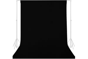 GFCC Sfondo Fotografico Nero 1,5x2,1m - Sfondo Foto Video Resistente alle Rughe, Professionale Fondale Fotografico Poliestere per Studio Fotografia, Foto, Riunioni Online, Video Brevi