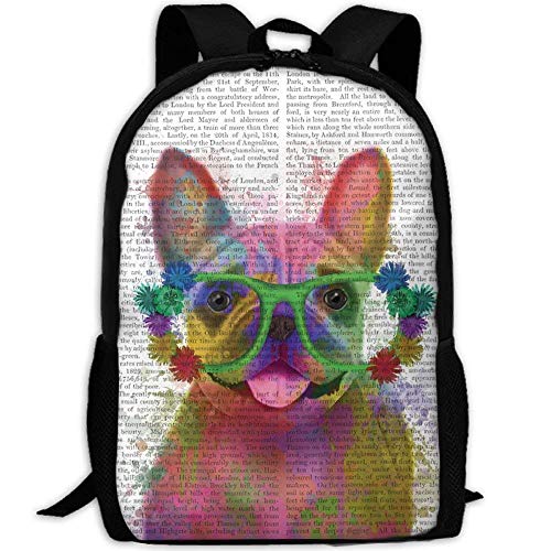 Preisvergleich Produktbild HOJJP dauerhaftester leichter persönlicher Kinderrucksack - Rainbow Splash French Bulldog