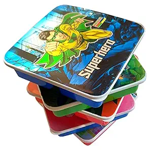 KIVYA Return Multicolor 3 Compartment Plastic Lunch Boxes with Fork and Spoon for Girls and Boys - Pack of 6