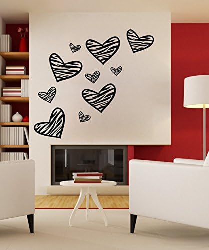 24.02x27.56in Graffiti hand drawing like wall decals zebra print wall decal heart shape free size easy art for bedroom girls boys kids