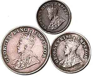 HISTORICAL INDIA Quarter Anna, 1/2 Pice , 1/12 Anna British India George V 3 Copper Coins Collection for Collectors (1925 - 1936 ) Brown