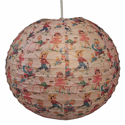 LS Design Papierlampenschirm Papierlampe Hängeleuchte Lampion Vintage Kid - 3