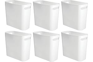 mDesign Secchio immondizia con maniglie – Cestini rettangolari in plastica con capacità di 5,7 litri – Adatti come portarifiuti in cucina, bagno, ufficio e cameretta – Set da 6 – bianco
