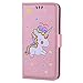 Produktbild Samsung Galaxy S7 Edge Hülle, Chreey (Unicorn) Niedlich [Regenbogen Einhorn] Glitzer Handyhülle Premium PU Leder Tasche Flip Wallet Cover mit Standfunktion Kartenfach Schutzhülle [Rosa]