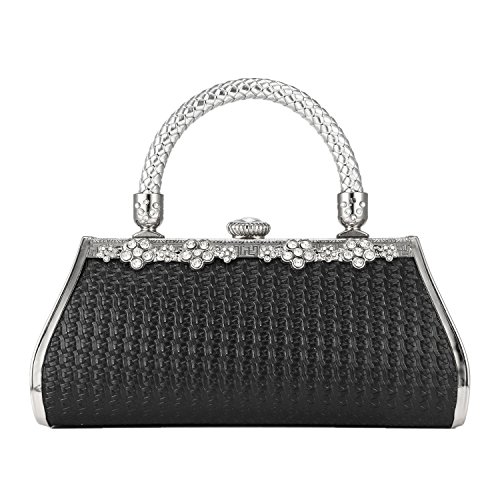 ULG Mujeres Bolso Vintage de Noche Embrague Rhinestone Bling Lujo Bols