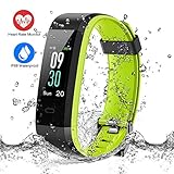 ESOLOM Fitness Armband Uhr mit Pulsmesser, Wasserdicht IP68 Leicht Fitness Tracker Farbbildschirm Aktivitätstracker Bluetooth Smart Armbanduhr Schrittzähler mit Schlafmonitor Kalorienzähler