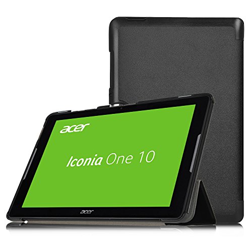 Acer Iconia One 10 B3-A30 Hülle, IVSO Ultra Schlank Superleicht Ständer Slim Leder zubehör Schutzhülle für Acer Iconia One 10 (B3-A30) 25,7 cm (10,1 Zoll HD) Tablet-PC perfekt geeignet (Schwarz)