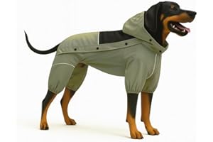 LOVELONGLONG Waterproof Dog Raincoat with Removable Hood – Outdoor Full Body Dog Jacket, Windproof Snowproof Shell Suit – All Season Pet Rain Gear Sage Green XL