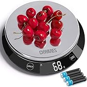 CHWARES Digital Kitchen Scale 11lb/5kg Food Scale Electric Cooking Scale Waterproof Digital Scale LED Display Stainless Steel for Ingredients Coffe Meat Fruit Vegetable