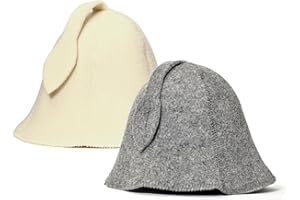 SAUNA GURU White and Grey Sauna Hat Pack of 2, 100% Organic Wool Felt Hats for Russian Banya - Protect Your Head from Heat - English Sauna eBook Guide Included