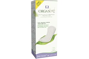 Organyc 100% organic cotton panty liners for sensitive skin, light plus, flat packed 24 Count