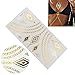 8 Sheets Metallic Temporary Waterproof Tattoo Sticker Choker Chain Necklace Jewelry for Women Beauty Body Art