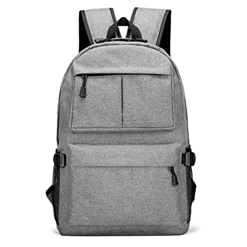 Rucksack Herren Damen Schulrucksack Rucks  cke Wasserfeste Schul-Reise Tasche mit USB Ladestation  Grau 