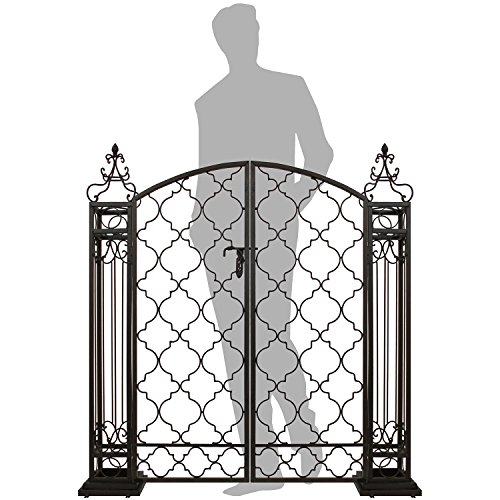 Gartenpforte Gartentor Gartentür Eingangstor Hoftür, B120xT22,5xH125cm, Metall, Antik-Optik, Tor mit Pfosten