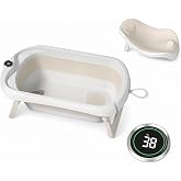 Foldable Baby Bathtub with Non-Slip Bath Seat &ndash; Foldable Baby Bath with Thermometer &ndash; Baby Bath Seat &ndash; Chair &ndash; From Birth to