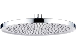 YUANNY Soffione Doccia a Pioggia 26cm x 26cm - Docce Fisse con Getti In Silicone Anticalcare ad Alta Pressione - Rotondo Testa Doccia Regolabile 360° - 10 Pollici - Cromo