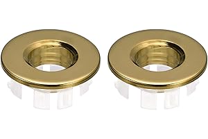 QUARKZMAN Fregadero Moldura Rebosadero Cubierta, 2uds Fregadero Rebosadero Anillos 25,3mm Baño Cocina Lavabo Drenaje Tapa Agujero Insertables Redondas Tapas, Oro