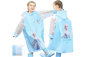 OMEIU Store Kids Elsa Spiderman Raincoats Waterproof Rain Jacket Hooded Rain Poncho Toddler Rain Suit Reusable Rainwear with bag Cover 1-8 Years