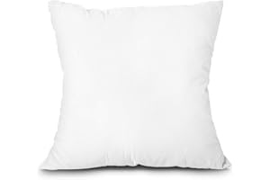 Edow Throw Pillow Insert, Lightweight Soft Polyester Down Alternative Decorative Pillow, Sham Stuffer, Machine Washable. (White, 18x18)