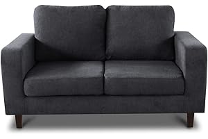 ‎SOFNET Sofa Kera 2-Sitzer - Velours Stoff, Holzfüße, Couch 2-er, Loungesofa, Sofagarnitur, Büro, Wohnzimmer (Dunkelgrau (Cosmic 97))
