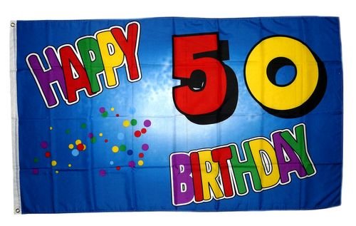Fahne / Flagge 50. Geburtstag Happy Birthday NEU 90 x 150 cm