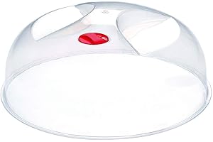 Space Home - Tapa Microondas Libre BPA - Tapadera Microondas - Tapa con Salida de Vapor y Válvula - 24 cm - Polipropileno - Rojo - Perfecta para Proteger Platos de Comida