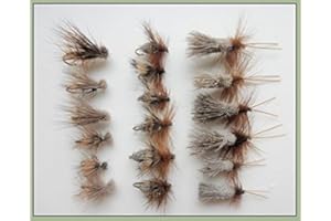 Lot de 18 Mouches à truites pour pêche à la mouche, différentes tailles, G & H Sedge, poils de chevreuil et d'élan