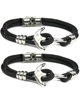 Lufetti Armband Anker Set 2 Stück in Trendfarben für Sie und Ihn Verschluß Edelstahl, kürzbar
