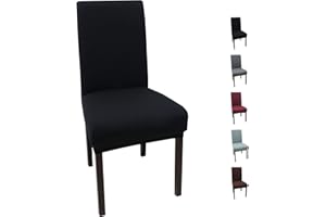 YUNSHANGHE Uniwersalne pokrowce na krzesła, zestaw 4 sztuk, zdejmowane, elastyczne, nowoczesne pokrowce na krzesła do jadalni, Bi-Elastic, na bankiet, wesele, imprezę, dekoracja (czarne)