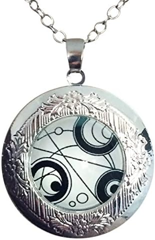 TV Inspired - The Doctor White and Black Time Lord Gallifreyan Silver Plated Pendant